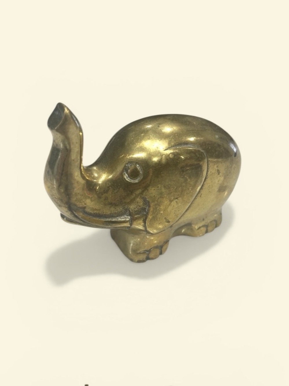 Vintage Brass Elephant Figurine Collectible Retro MCM Paperweight Sculpture‎